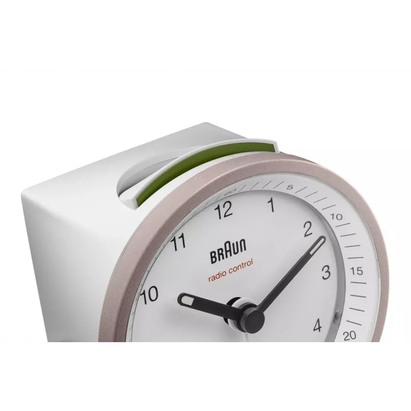 Braun BC07 kremenný budík ružový, biely