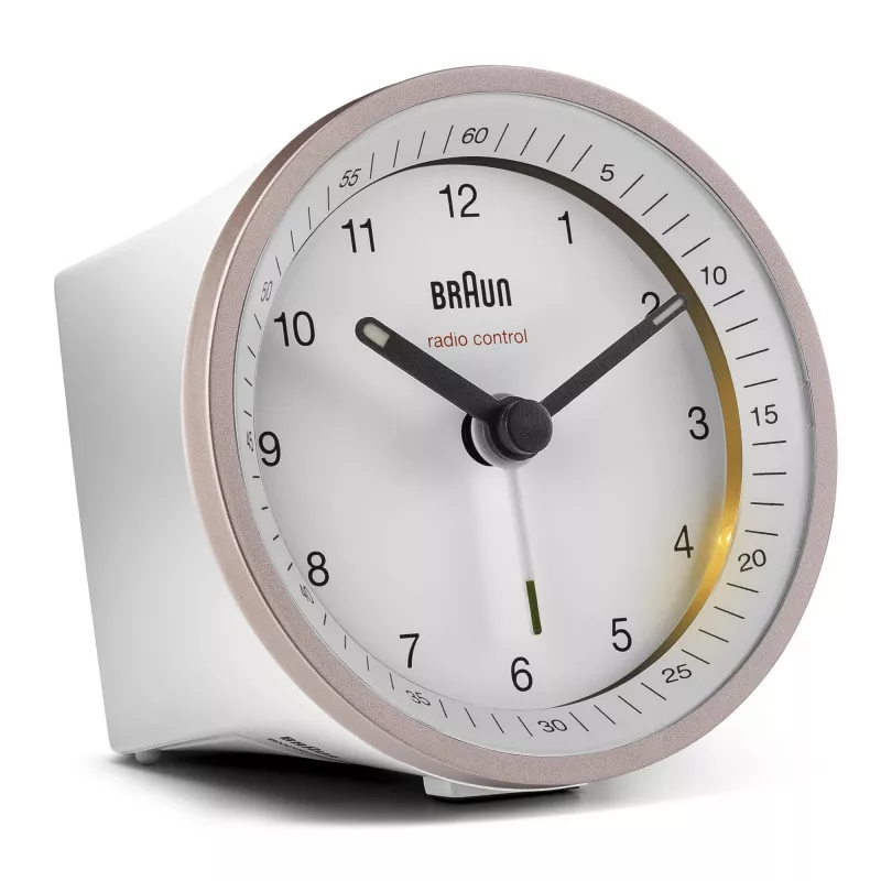 Braun BC07 kremenný budík ružový, biely