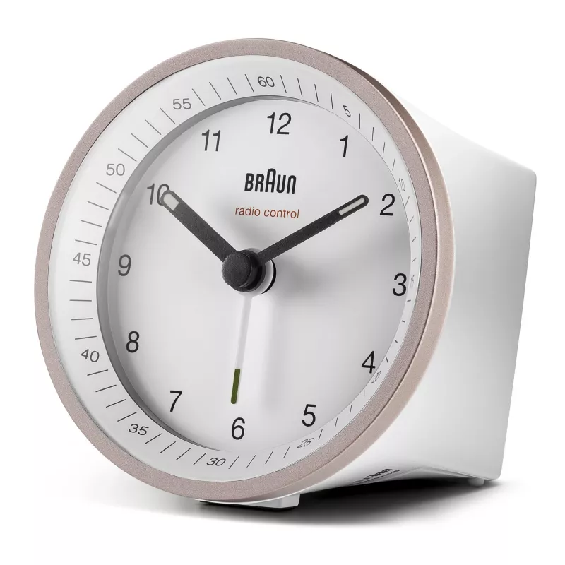 Braun BC07 kremenný budík ružový, biely
