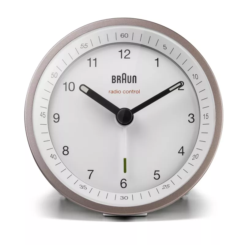 Braun BC07 kremenný budík ružový, biely