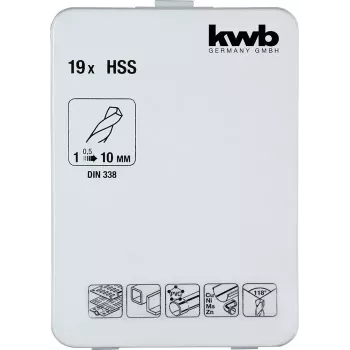 Sada vrtákov KWB 421856 19 kusov špirálových vrtákov 1,0 - 10 mm
