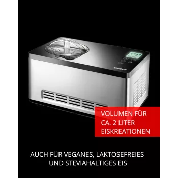 Unold 48845 zmrzlinovač kompresorový zmrzlinovač 2 L 180 W čierna, nehrdzavejúca oceľ
