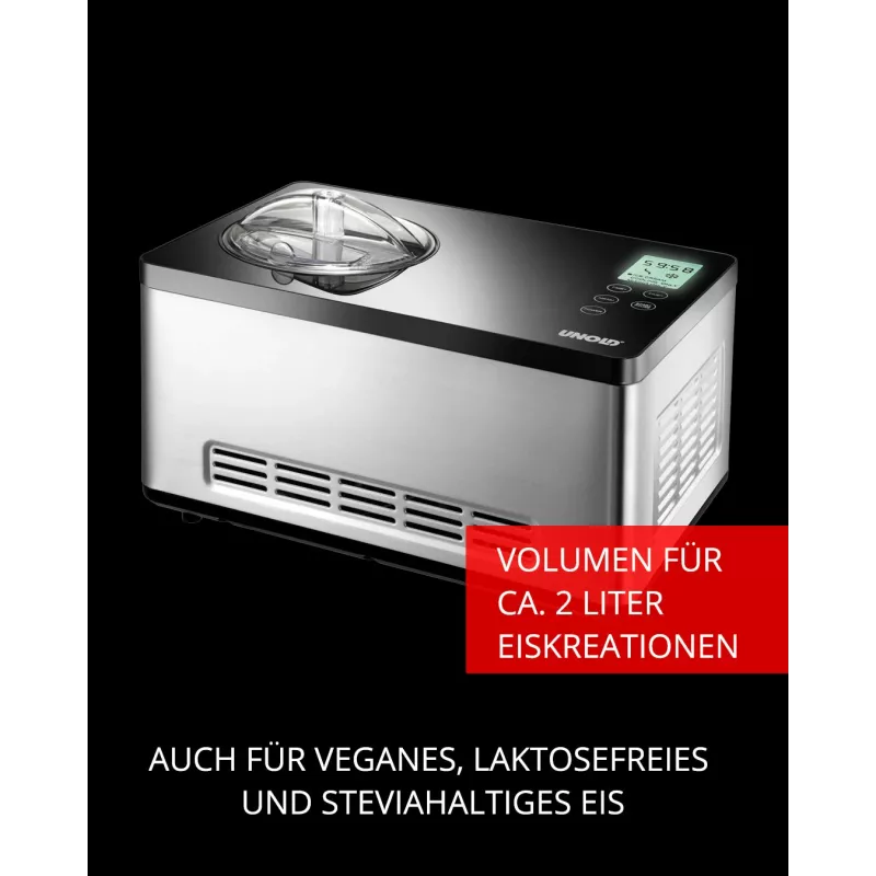 Unold 48845 zmrzlinovač kompresorový zmrzlinovač 2 L 180 W čierna, nehrdzavejúca oceľ
