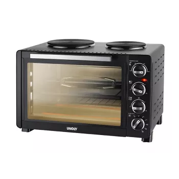 Unold Small kitchen all in one, voľne stojaci sporák, čierna, otočný regulátor, čierna, kov, sklo