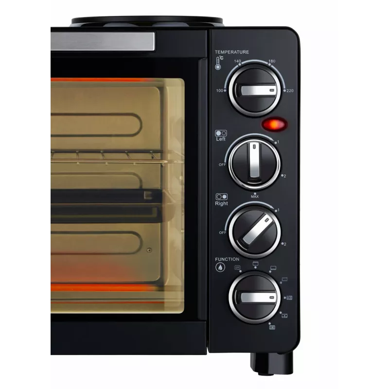 Unold Small kitchen all in one, voľne stojaci sporák, čierna, otočný regulátor, čierna, kov, sklo