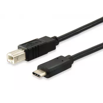 Equip USB 2.0 Type-C na Type-B kábel, 1 m, USB B, USB C, USB 2.0, konektor samec/konektor samec, čierna