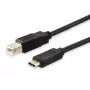 Equip USB 2.0 Type-C na Type-B kábel, 1 m, USB B, USB C, USB 2.0, konektor samec/konektor samec, čierna