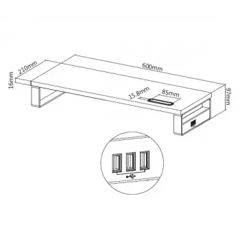 Equip 650881 stolový stojan na monitor s USB
