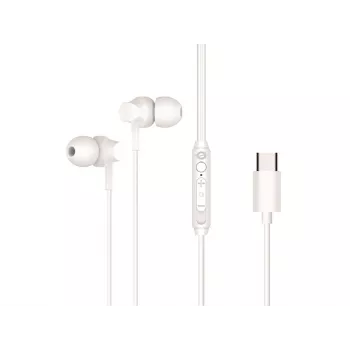 Káblový in-ear headset CONCEPTRONIC BRENDAN03W – USB-C, 20–20000 Hz, 1,2 m kábel, biela
