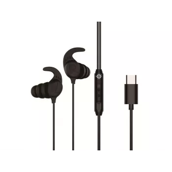 Káblový in-ear headset CONCEPTRONIC BRENDAN05B – USB-C, 20–20000 Hz, 1,2 m kábel, ušný hák (čierna)
