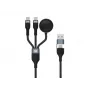 USB A na 2× USB-C 3-in-1 rýchlonabíjací dátový kábel Conceptronic ETTA08B15 — 1,5 m, USB 2.0, 5 A, nabíjačka Apple Watch, 100 W E‑Mark