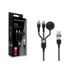 USB A na 2× USB-C 3-in-1 rýchlonabíjací dátový kábel Conceptronic ETTA08B15 — 1,5 m, USB 2.0, 5 A, nabíjačka Apple Watch, 100 W E‑Mark