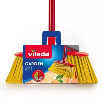 Exteriérová metla VILEDA model 128763, tvrdé štetiny, technopolymér, červená