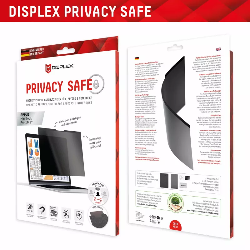 Displex PRIVACY SAFE magnetický obojsmerný filter proti zvedavým pohľadom pre MacBook Pro 16,2''