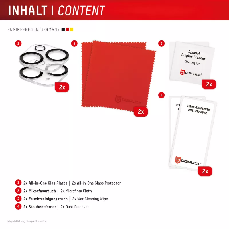 Displex Full Cover sklo kamery iPhone 15/15 Plus, 10H, úplná ochrana kamery, Quick Mount, 2 ks