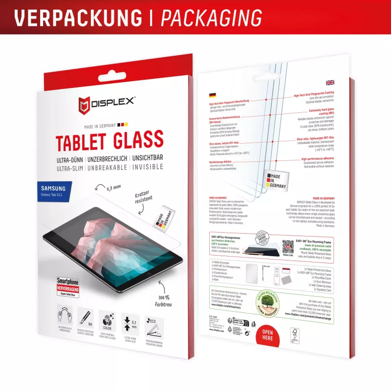 Displex Tablet Glass (9H) pre Samsung Galaxy Tab S11, Eco montážny rám, odolné proti rozbitiu