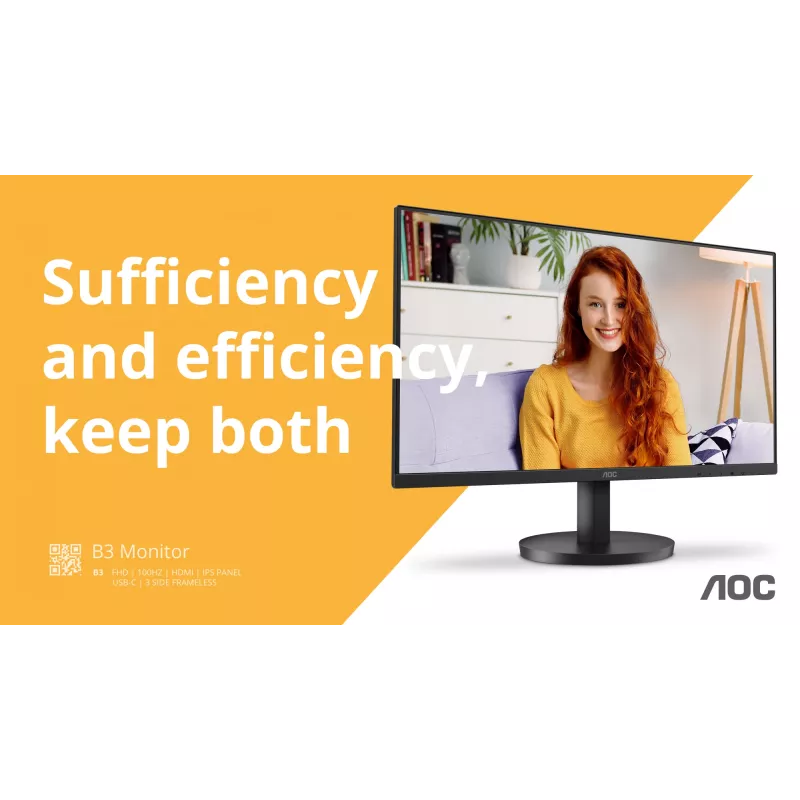 AOC B3 U27B3CF počítačový monitor 68,6 cm (27 inch) 3840 x 2160 pixelov 4K Ultra HD LCD čierny