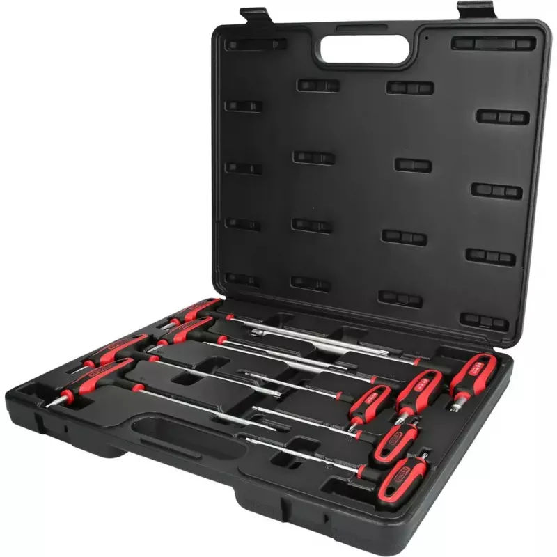 KS Tools ERGOTORQUEplus Sada kľúčov Torx s T-rukoväťou a otvorom, 9-dielna, TB10-TB50 (151.8160)