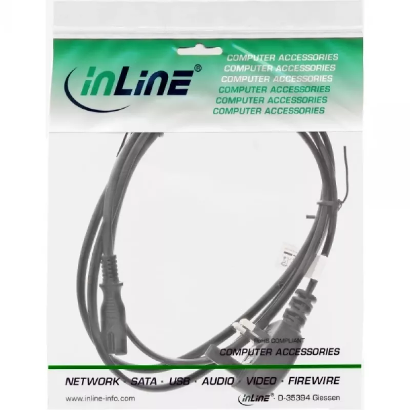InLine napájací kábel konektor samec Anglicko / Euro 8 konektor samica, 1,8 m, BS 1363, C7 konektor samica, 250 V, 2,5 A