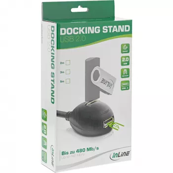 InLine USB 2.0 kábel Type-A konektor samec / konektor samica, so základňou, čierny, 2 m