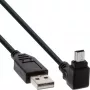 InLine USB Type-A konektor samec / Mini-5-pin konektor samec zahnutý 90° nahor, čierny, 0,5 m