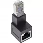 InLine adaptér patch kábla Cat.6A, RJ45 konektor samec/samica, 90° zahnutý nadol