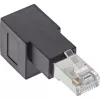 InLine adaptér patch kábla Cat.6A, RJ45 konektor samec/samica, 90° zahnutý nadol