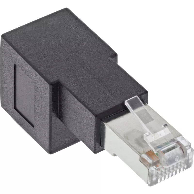 InLine adaptér patch kábla Cat.6A, RJ45 konektor samec/samica, 90° zahnutý nadol