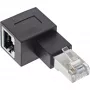 InLine adaptér patch kábla Cat.6A, RJ45 konektor samec/samica, 90° zahnutý doľava