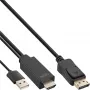 InLine konverzný kábel HDMI na DisplayPort, 4K, čierna/zlatá, 2 m