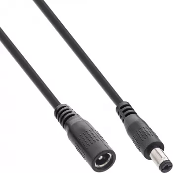 InLine predlžovací DC kábel, DC konektor samec/samica 5,5x2,1 mm, čierny, 2 m