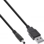 InLine USB DC napájací adaptér kábel, USB A konektor samec na DC konektor samec 4,0x1,70 mm, čierny, 1 m