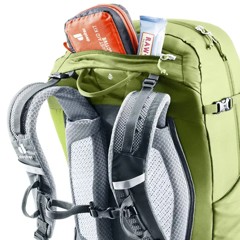 Turistický batoh DEUTER Trail Pro 33 — 33 l, polyamid, pláštenka, vetranie, bedrový pás