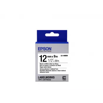 Epson kazeta etikiet Strong Adhesive LK-4WBW čierna/biela 12mm (9m)
