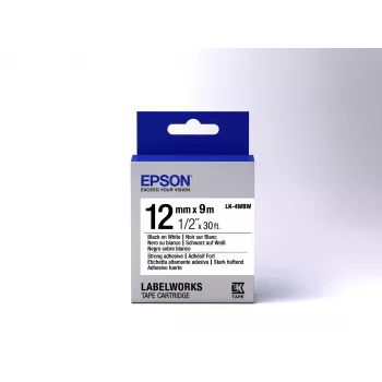 Epson kazeta etikiet Strong Adhesive LK-4WBW čierna/biela 12mm (9m)
