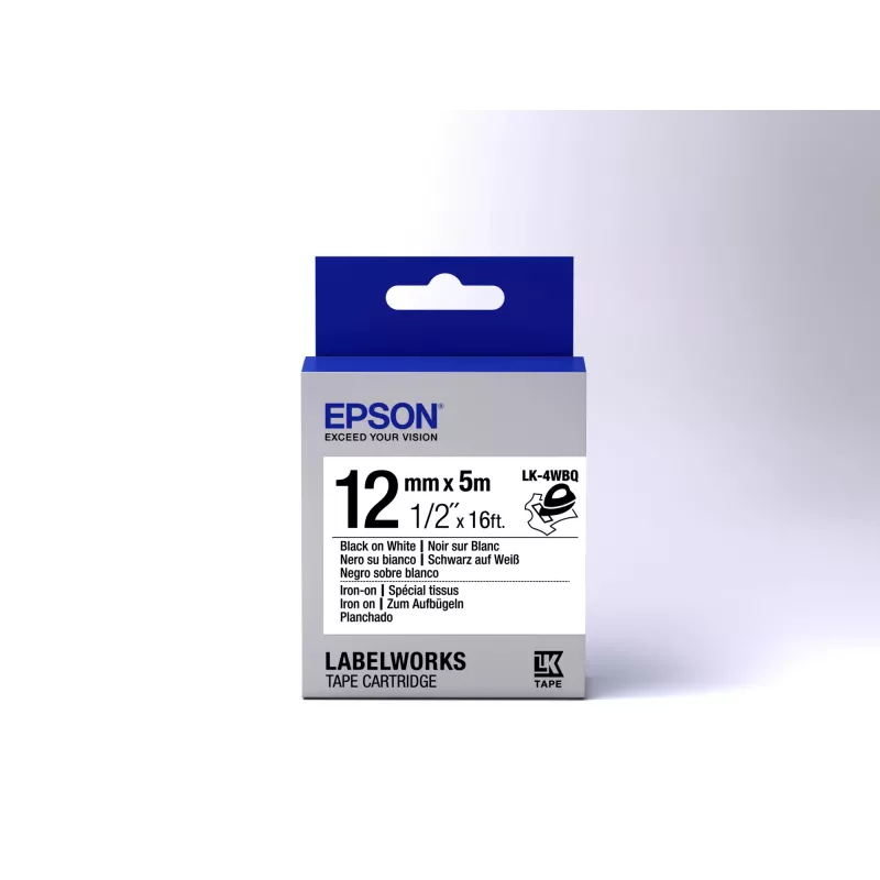 Epson kazeta s etiketami Iron on LK-4WBQ čierna/biela 12 mm (5 m)