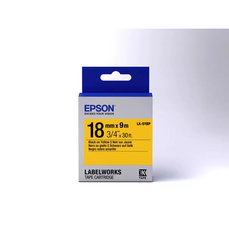 Epson kazeta s etiketami Pastel LK-5YBP čierna/žltá 18 mm (9 m)