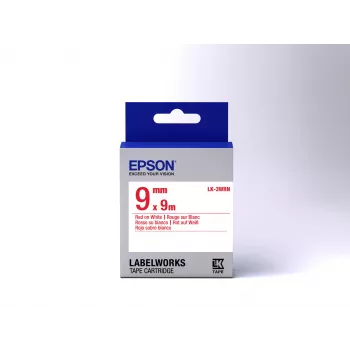 Epson kazeta s etiketami Standard LK-3WRN červená/biela 9mm (9m), červená na bielej, Japonsko, 9 mm, 9 m, 1 ks, 25 mm