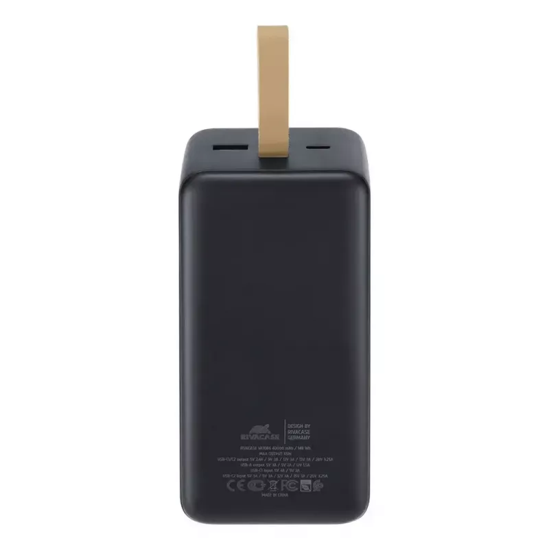 Powerbank Rivacase VA1084 Lithium-Polymer 40000 mAh, Quick Charge 3.0, 2× USB-C + 1× USB-A, čierna