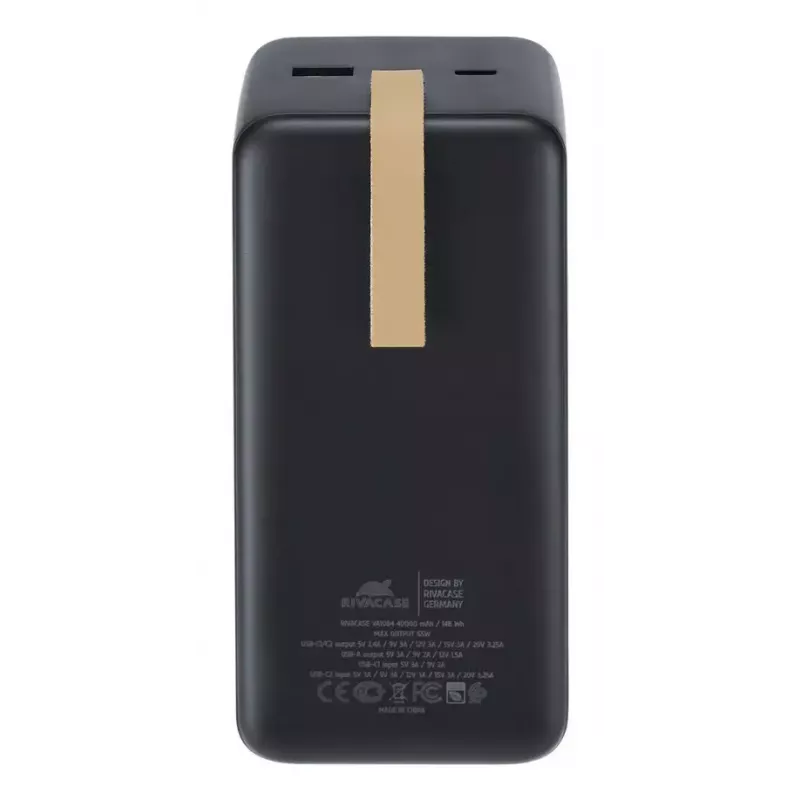 Powerbank Rivacase VA1084 Lithium-Polymer 40000 mAh, Quick Charge 3.0, 2× USB-C + 1× USB-A, čierna