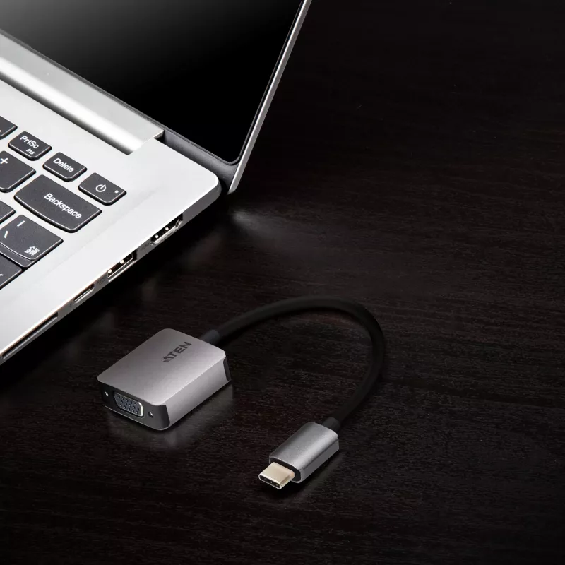Adaptér ATEN USB-C na VGA, USB Type-C, VGA (D-Sub), konektor samec, konektor samica, rovný, rovný
