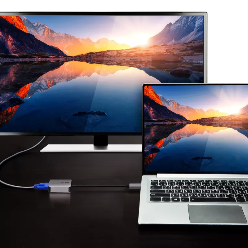 Adaptér ATEN USB-C na VGA, USB Type-C, VGA (D-Sub), konektor samec, konektor samica, rovný, rovný