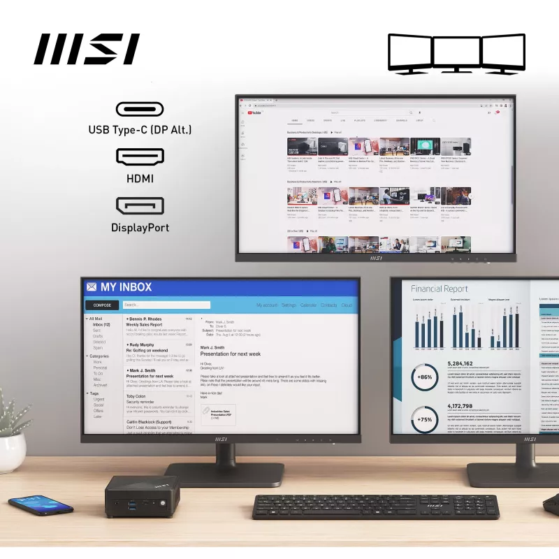 MSI Cubi N ADL-006DE Intel® N N200 4 GB DDR4-SDRAM 128 GB SSD Windows 11 Pro Mini PC čierny