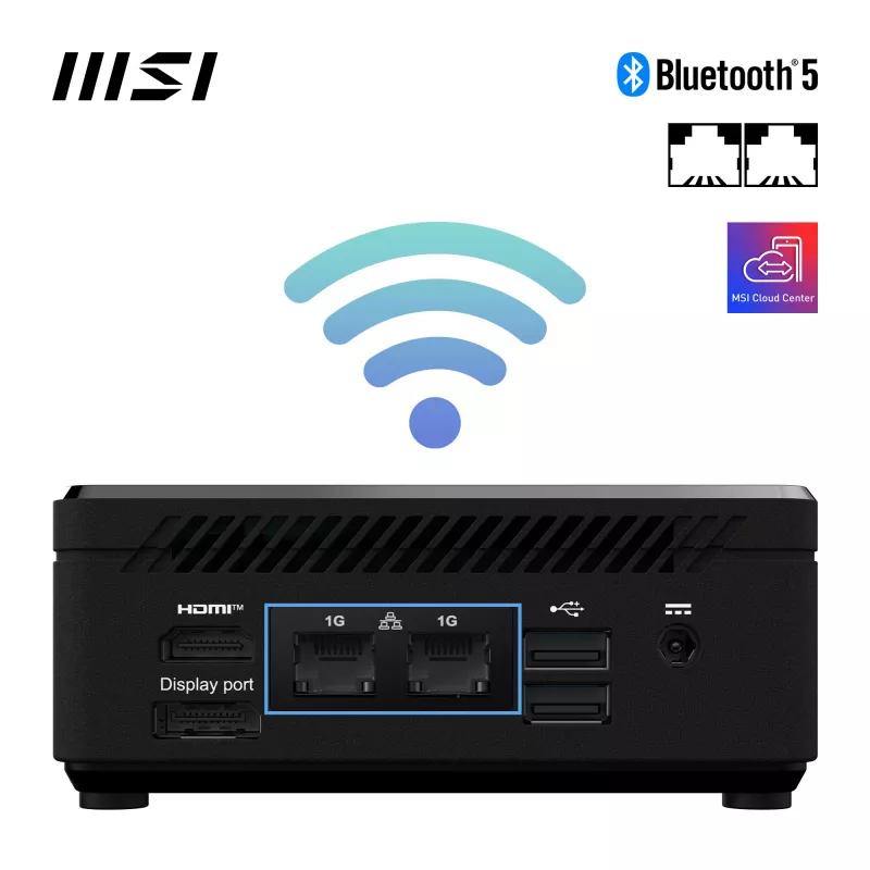MSI Cubi N ADL-006DE Intel® N N200 4 GB DDR4-SDRAM 128 GB SSD Windows 11 Pro Mini PC čierny