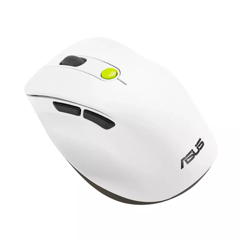 Myš ASUS MD105 /VT-GN — pre pravákov RF wireless + Bluetooth, 2400 DPI, koliesko, na batérie, biela/zelená