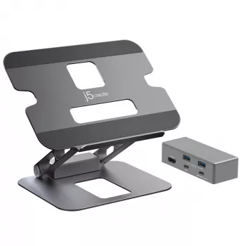 j5create JTS327 Multi-Angle 4K Docking Stand, stojan na laptop, sivý, hliník, 40,6 cm (16