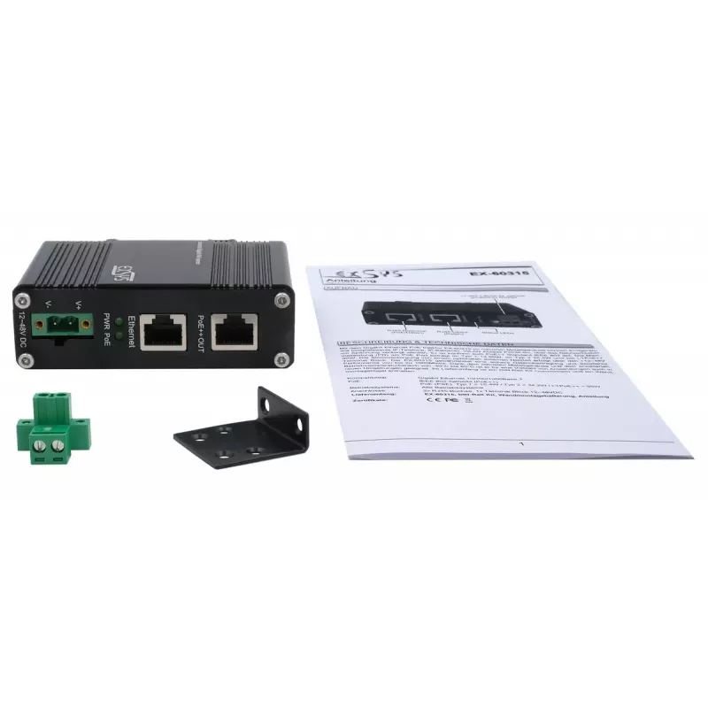 EXSYS PoE++ Gigabit Injector 90W -40°C až +80°C