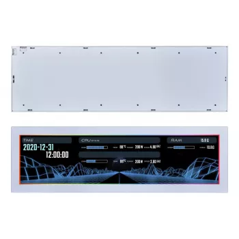 Displejový panel Lian Li SM088W — displej univerzálnej skrine, biely, 237×73×13 mm, 5 V vstup