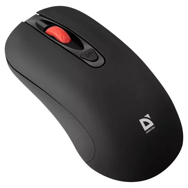Bezdrôtová optická RF tichá myš DEFENDER Nexus MS-195 — 1600 DPI, 2,4 GHz, Nano-USB, obojručná, 2×AAA, čierna