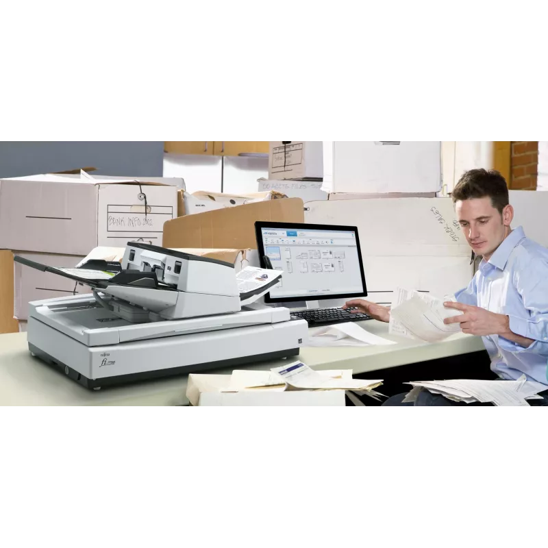 Ricoh fi-7700S skener s plochým ložom a ADF 600 x 600 DPI A3 čierny, biely